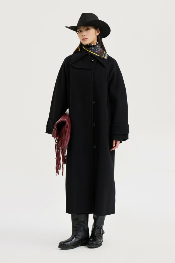 LUCKY CHOUETTE - 코트 - [Atelier] Mac Coat-type Belt Long Coat (black)