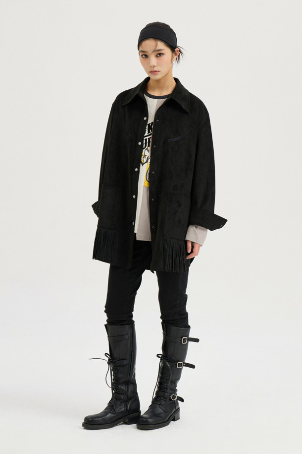 LUCKY CHOUETTE - 롱/미디팬츠 - [Atelier] Back Banding Napping Skinny Denim Pants (black)