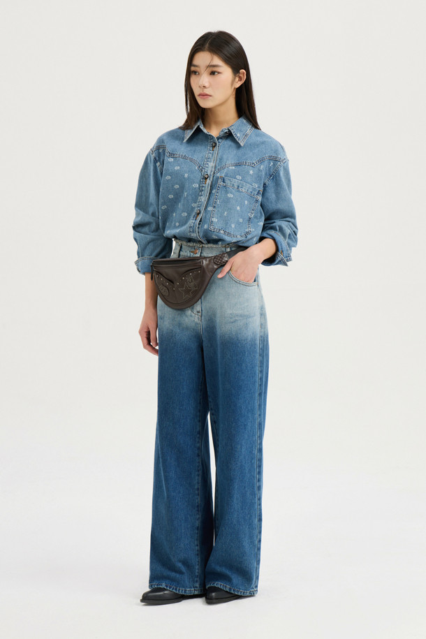 LUCKY CHOUETTE - 롱/미디팬츠 - [Atelier] Gradient Wide Denim Pants (blue)