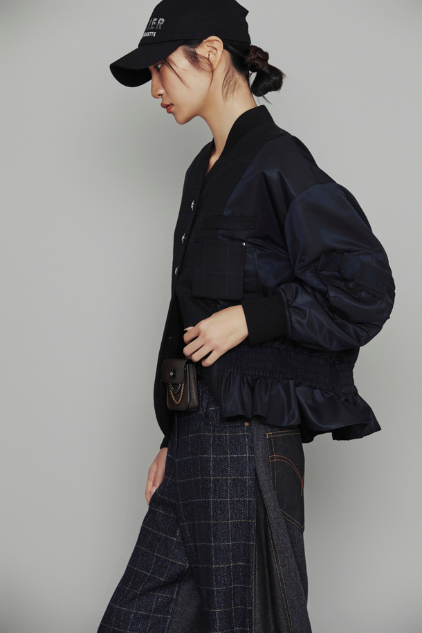 LUCKY CHOUETTE - 롱/미디팬츠 - [Atelier] Check Herringbone Mix Pants (navy)