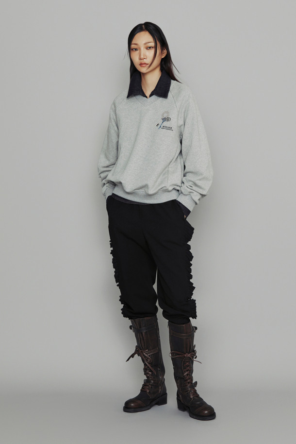 LUCKY CHOUETTE - 스웻셔츠 - [Atelier] Sleeve Volume Sweatshirt (melange grey)