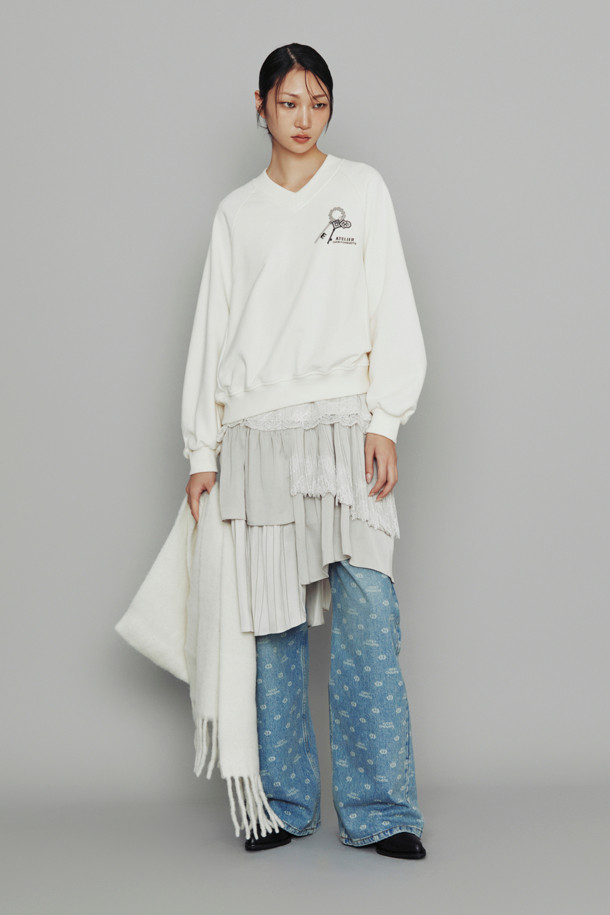 LUCKY CHOUETTE - 스웻셔츠 - [Atelier] Sleeve Volume Sweatshirt (ivory)