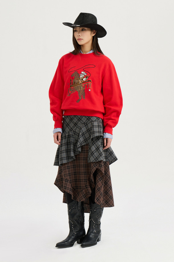 LUCKY CHOUETTE - 긴소매 티셔츠 - [Atelier] Chouette Point Sweatshirt (red)