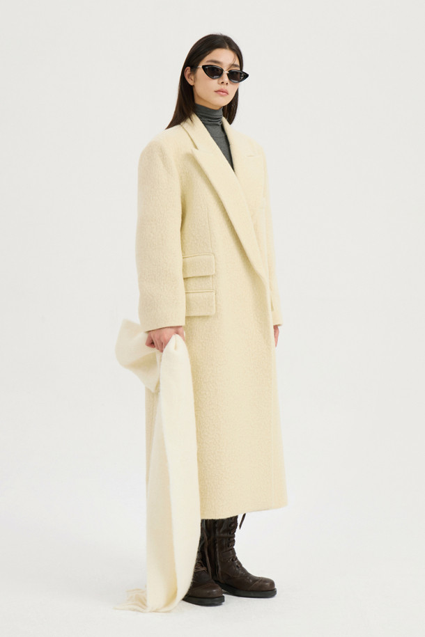 LUCKY CHOUETTE - 코트 - Gang Collar Hairy Double Coat (ivory)