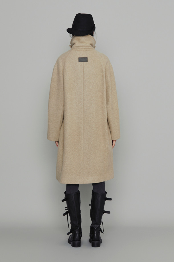 LUCKY CHOUETTE - 코트 - [Atelier] Detachable Neck Button Double Half Coat (dark beige)