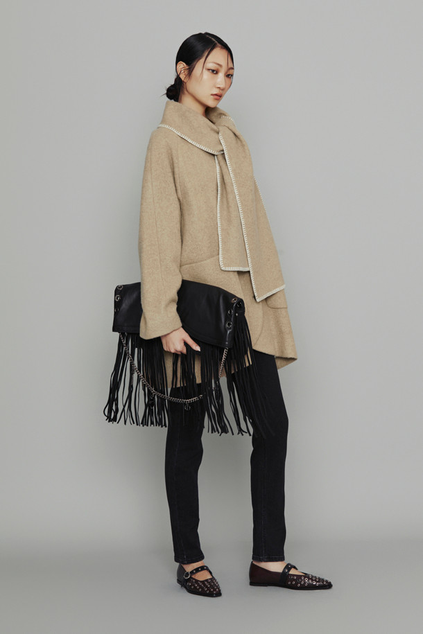 LUCKY CHOUETTE -  - [Atelier] Muffler A-Line Coat (beige)