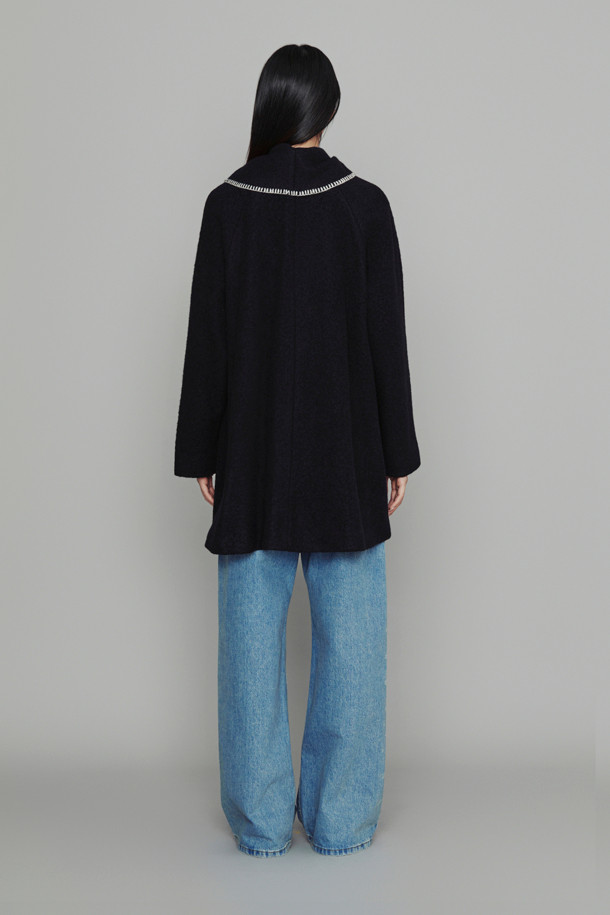 LUCKY CHOUETTE - 코트 - [Atelier] Muffler A-Line Coat (dark navy)