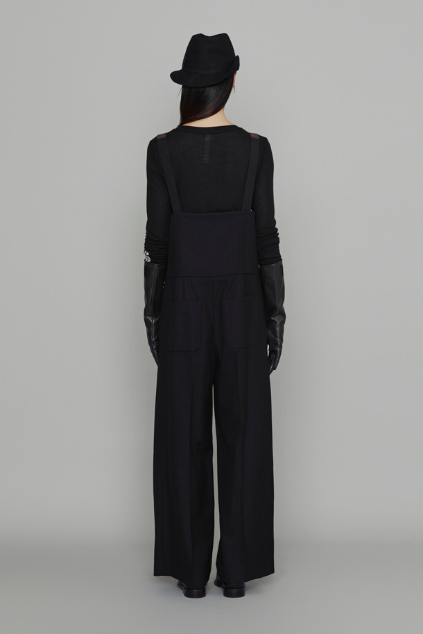 LUCKY CHOUETTE - 점프수트 - [Atelier] Fake Leather Button Herringbone Jumpsuit (black)