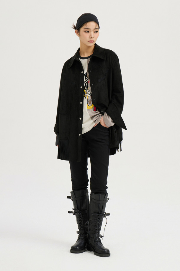 LUCKY CHOUETTE - 롱/미디팬츠 - [Atelier] Back Banding Napping Skinny Denim Pants (black)