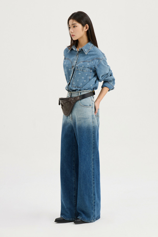 LUCKY CHOUETTE - 롱/미디팬츠 - [Atelier] Gradient Wide Denim Pants (blue)