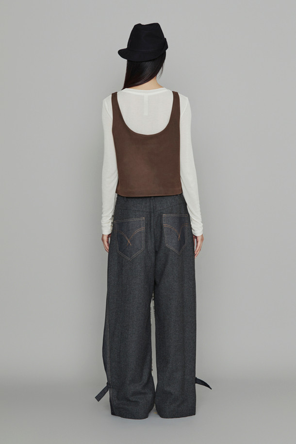 LUCKY CHOUETTE - 롱/미디팬츠 - [Atelier] Check Herringbone Mix Pants (beige)