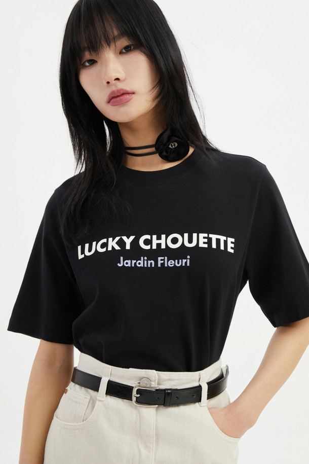 LUCKY CHOUETTE - 반소매 티셔츠 - Lettering Point Basic Fit Short Sleeve T-shirt