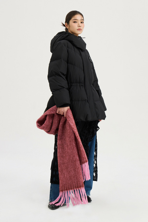 LUCKY CHOUETTE - 패딩 - Detachable Hooded Flare Goose-down Jumper (black)