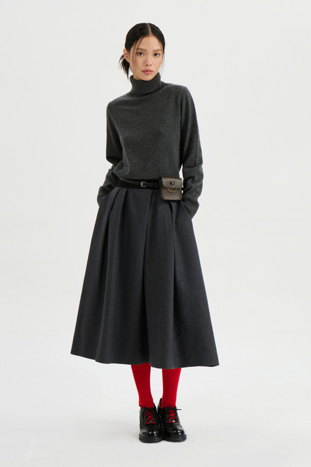 LUCKY CHOUETTE - 스웨터 - Turtleneck Cashmere Knit Pullover (melange grey)