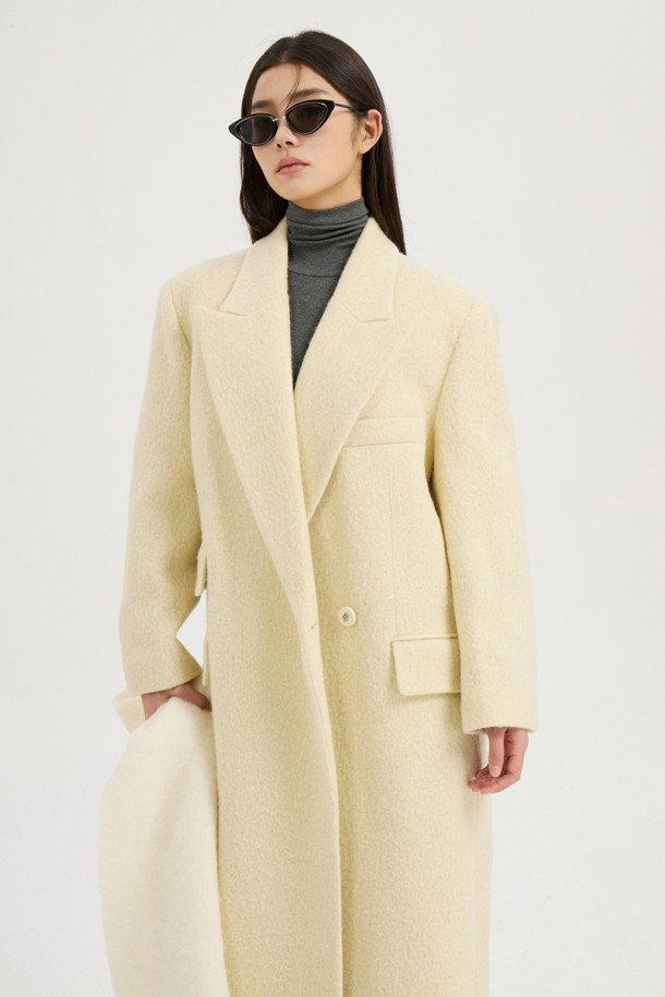 LUCKY CHOUETTE - 코트 - Gang Collar Hairy Double Coat (ivory)