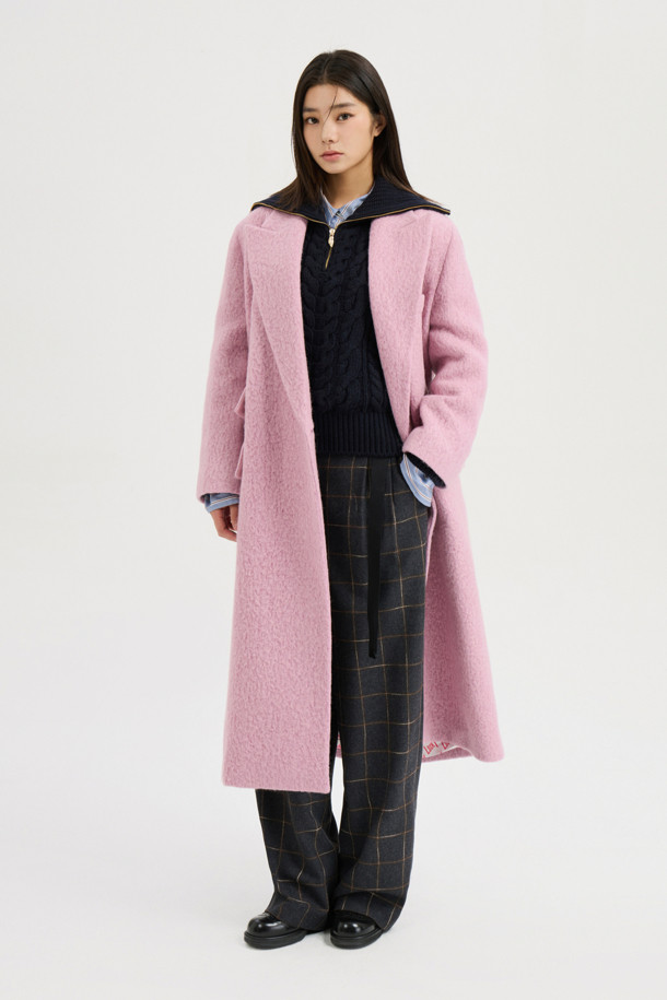 LUCKY CHOUETTE - 코트 - Gang Collar Hairy Double Coat (pink)