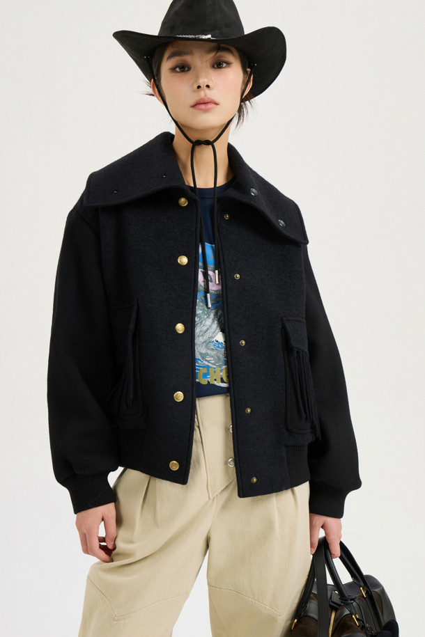 LUCKY CHOUETTE - 코트 - [Atelier] High-neck Jumper-type Coat (black)