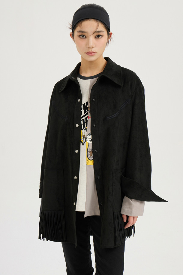 LUCKY CHOUETTE - 블라우스 - [Atelier] Suede Shirt Blouse (black)