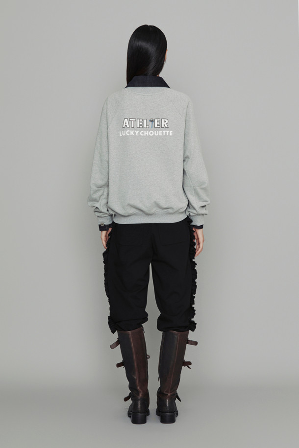 LUCKY CHOUETTE - 스웻셔츠 - [Atelier] Sleeve Volume Sweatshirt (melange grey)