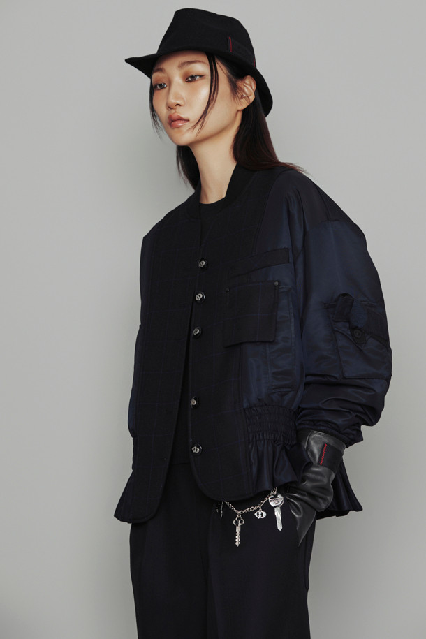 LUCKY CHOUETTE - 점퍼 - [Atelier] Check Mix Air Jumper (black)