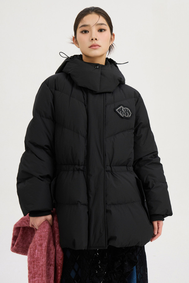 LUCKY CHOUETTE - 패딩 - Detachable Hooded Flare Goose-down Jumper (black)