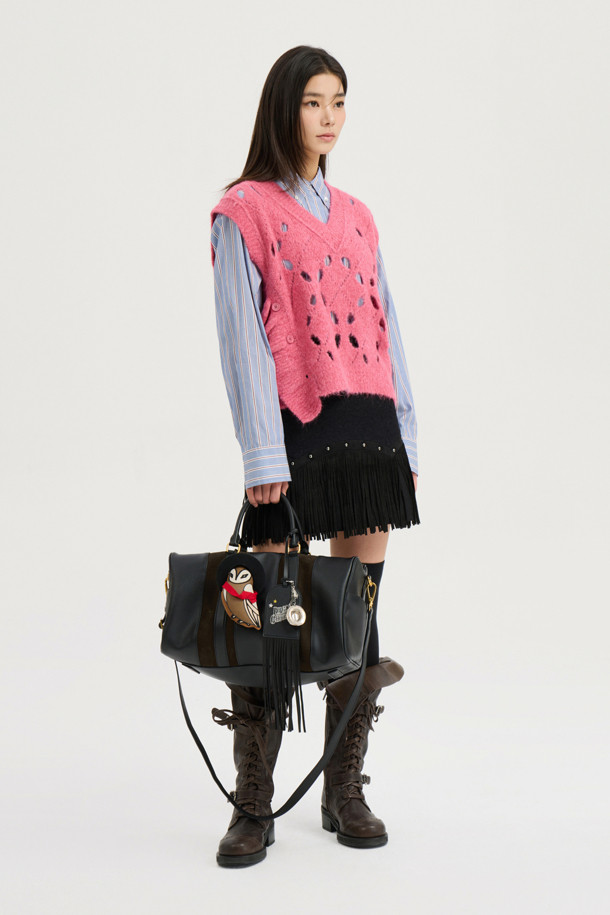 LUCKY CHOUETTE - 스웨터 - [Atelier] Alpaca Scotch Knit Vest (pink)