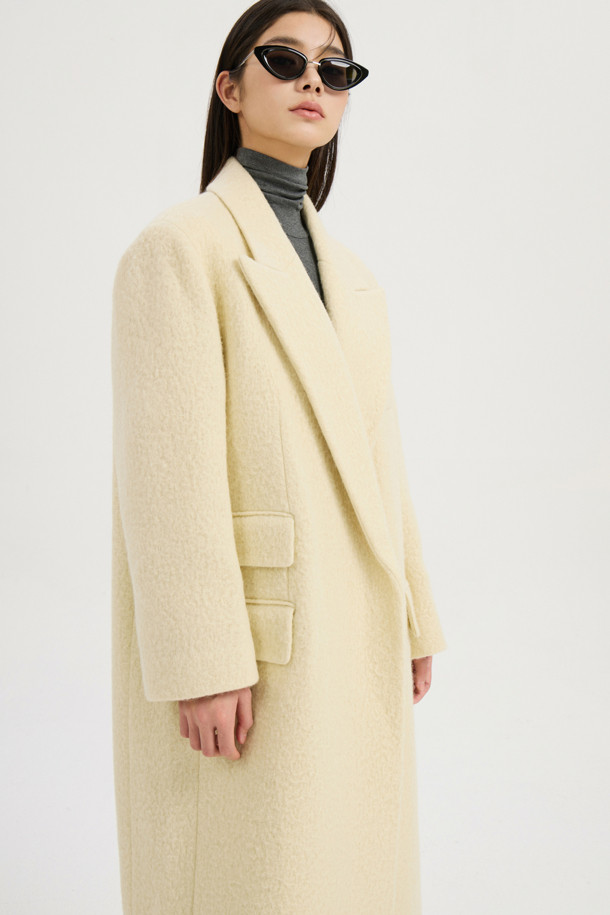 LUCKY CHOUETTE - 코트 - Gang Collar Hairy Double Coat (ivory)