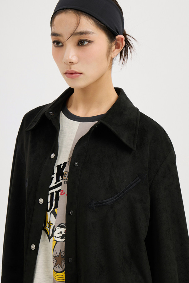 LUCKY CHOUETTE - 블라우스 - [Atelier] Suede Shirt Blouse (black)