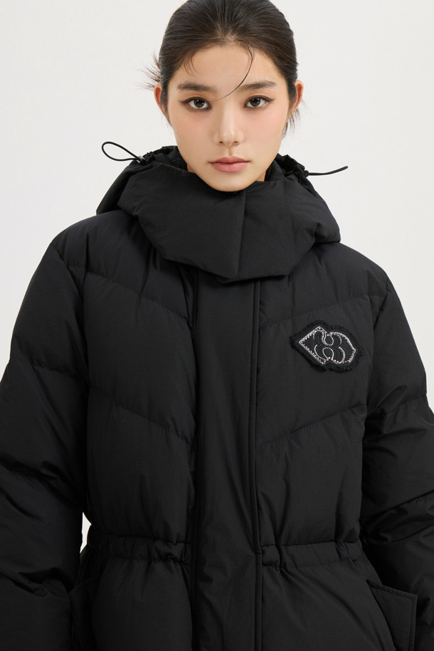 LUCKY CHOUETTE - 패딩 - Detachable Hooded Flare Goose-down Jumper (black)