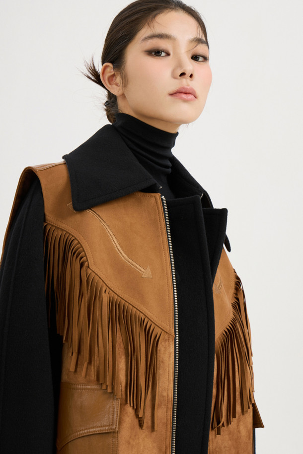 LUCKY CHOUETTE - 베스트 - [Atelier] Fringe Suede Vest (camel)