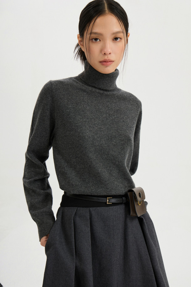 LUCKY CHOUETTE - 스웨터 - Turtleneck Cashmere Knit Pullover (melange grey)