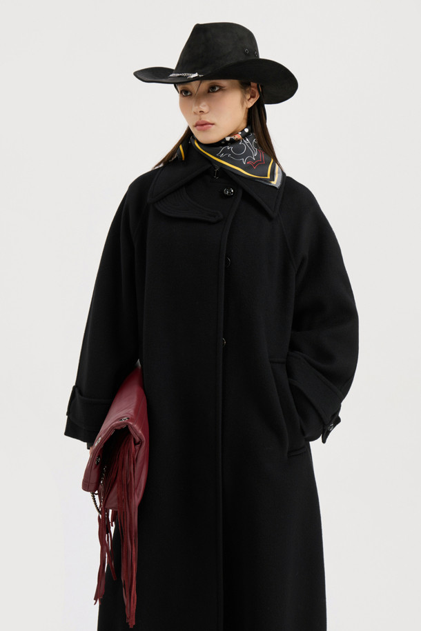 LUCKY CHOUETTE - 코트 - [Atelier] Mac Coat-type Belt Long Coat (black)