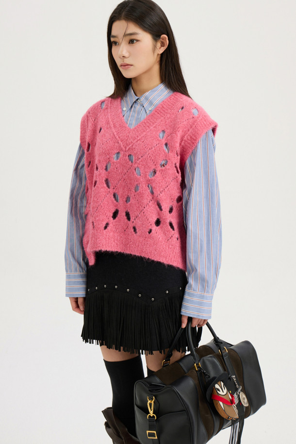 LUCKY CHOUETTE - 미니스커트 - [Atelier] Tassel Point Mini Skirt (black)