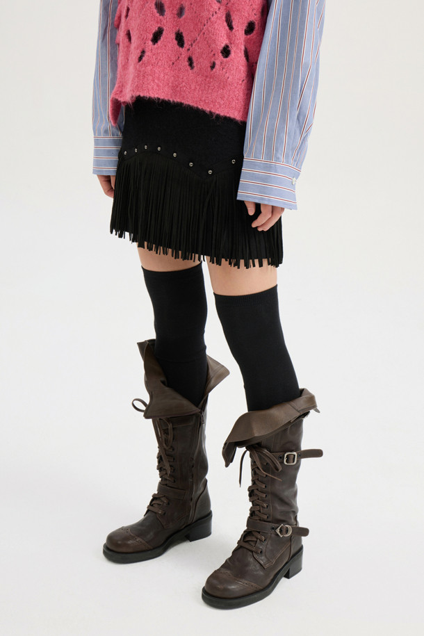 LUCKY CHOUETTE - 미니스커트 - [Atelier] Tassel Point Mini Skirt (black)