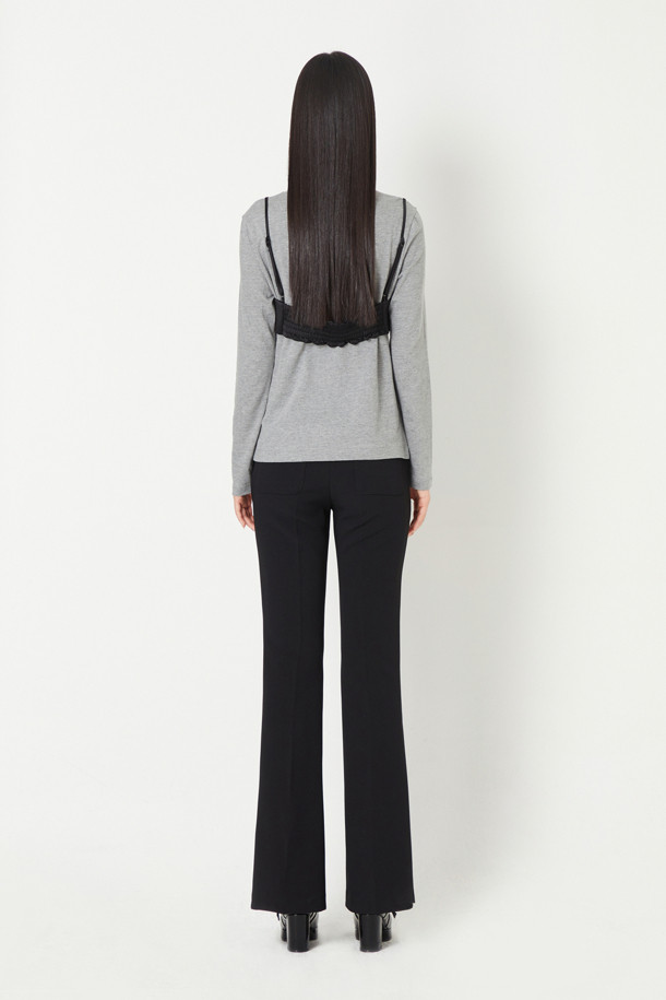 LUCKY CHOUETTE - 롱/미디팬츠 - [Holiday Edition] Back Banding Slim Bootcut Pants