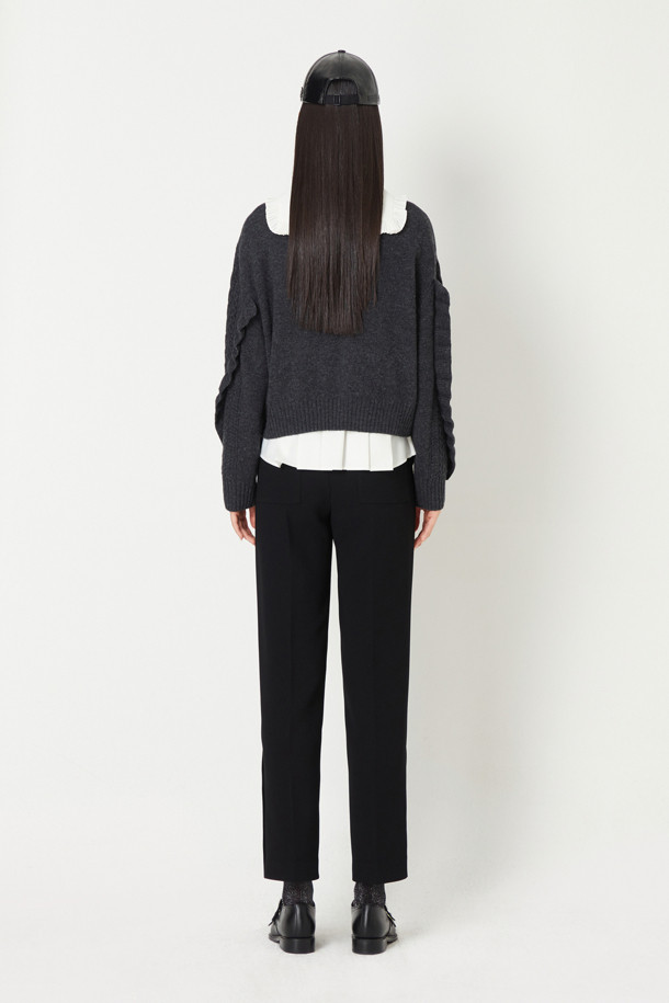 LUCKY CHOUETTE - 롱/미디팬츠 - [Holiday Edition] Hem Button Back Banding Pants