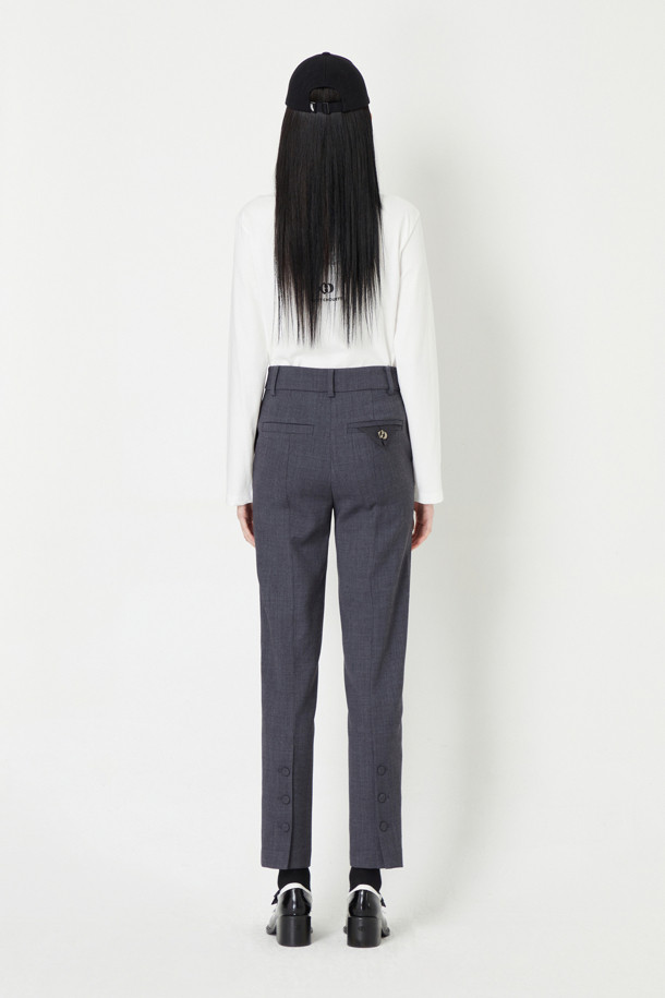 LUCKY CHOUETTE - 롱/미디팬츠 - Back Button Hem Point Pants