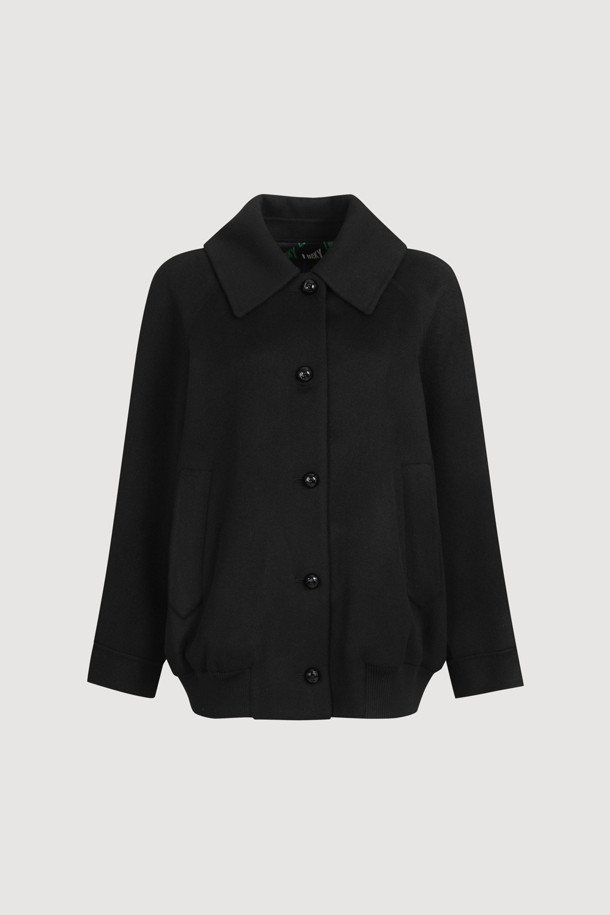 LUCKY CHOUETTE - 코트 - [Handmade] Collar Jumper Type Coat (black)