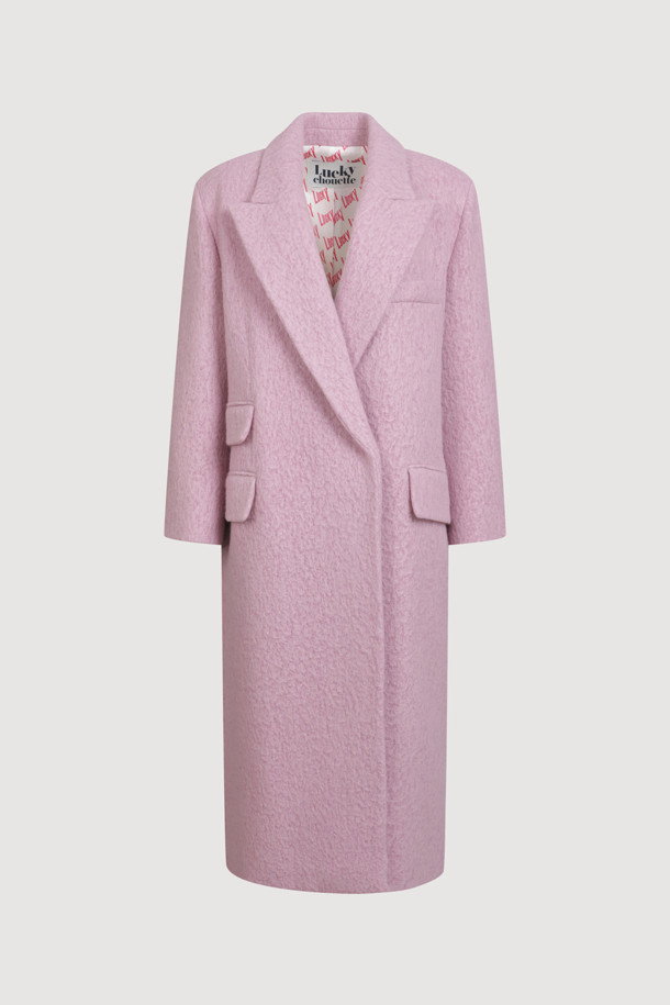 LUCKY CHOUETTE - 코트 - Gang Collar Hairy Double Coat (pink)