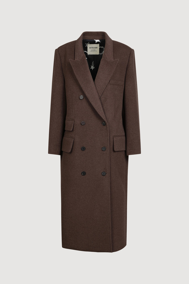 LUCKY CHOUETTE - 코트 - [Atelier] Double Long Coat (melange brown)