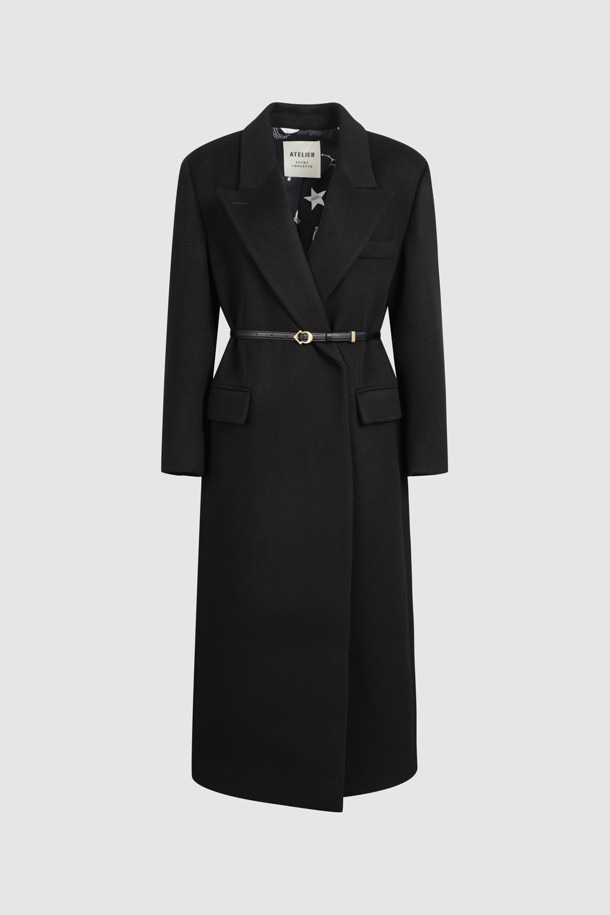 LUCKY CHOUETTE - 코트 - [Atelier] Slim Fit Maxi Long Coat(Optional belt) (black)