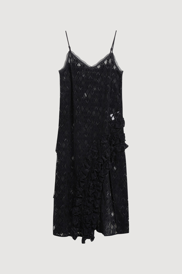 LUCKY CHOUETTE - 민소매 원피스 - [Atelier] Lace Frill Slip Dress (black)