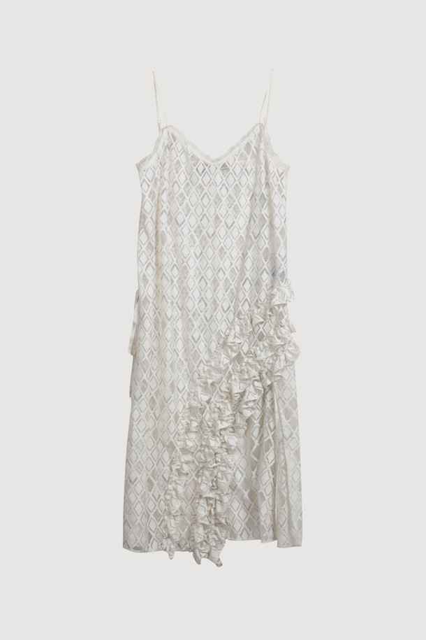 LUCKY CHOUETTE - 민소매 원피스 - [Atelier] Lace Frill Slip Dress (dark ivory)