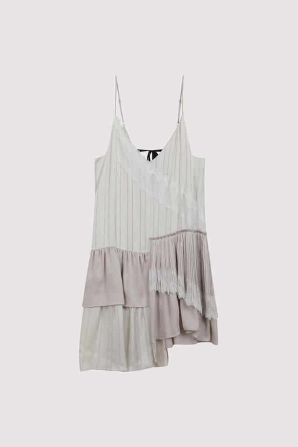 LUCKY CHOUETTE - 민소매 원피스 - [Atelier] Lace Point Stripe Slip Dress (light beige)