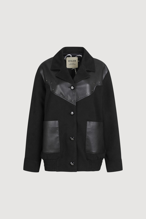 LUCKY CHOUETTE - 자켓 - [Atelier] Leather Pocket Suede Jacket (black)