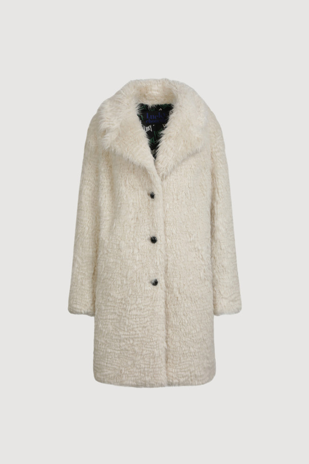 LUCKY CHOUETTE - 코트 - Hairy Fake Fur (AC100) Half Jacket (ivory)