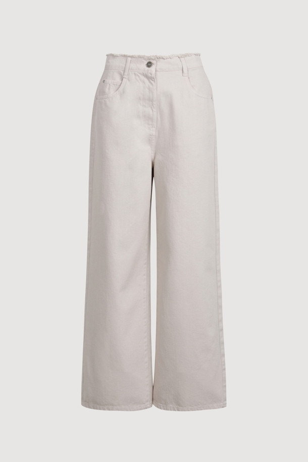 LUCKY CHOUETTE - 롱/미디팬츠 - [Atelier] Denim Wide Pants (light beige)