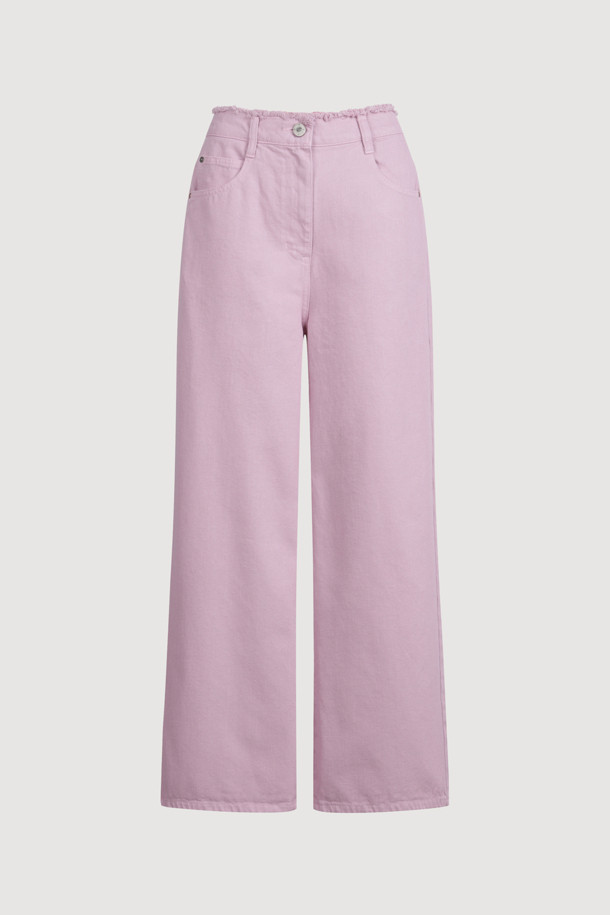 LUCKY CHOUETTE - 롱/미디팬츠 - [Atelier] Denim Wide Pants (pink)