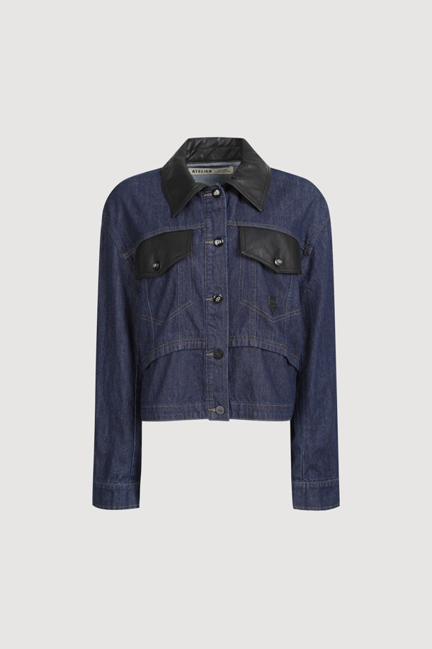 LUCKY CHOUETTE - 블라우스 - [Atelier] Leather Colored Denim Shirt (blue)