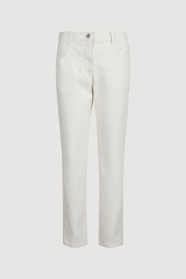 LUCKY CHOUETTE - 롱/미디팬츠 - [Atelier] Back Banding Napping Skinny Denim Pants (ivory)